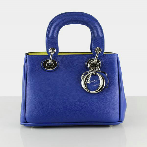 mini dior diorissimo original calfskin leather bag 44375 blue&lemon yellow